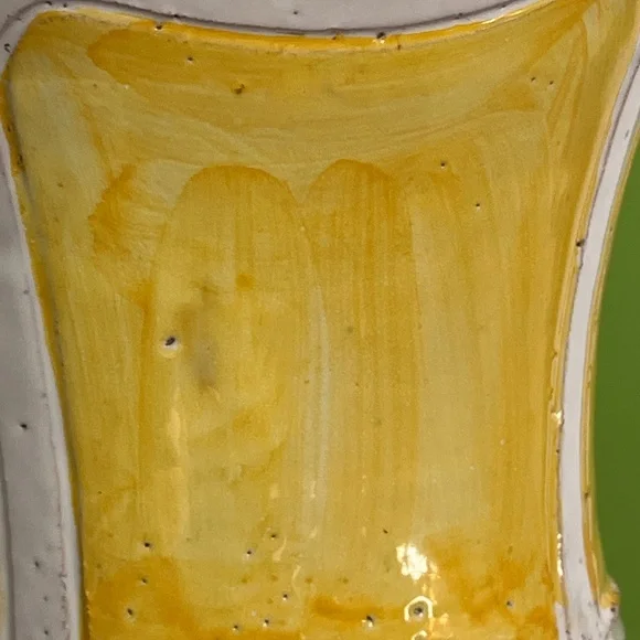 Mid Century Bitossi Era Italian Art Pottery Jardiniere Vase Yellow White Sticker